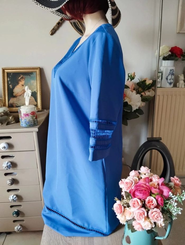 🌿Robe Bleue 3/4 Ajourée Création L,Taille 38/40🌿 - photo numéro 8