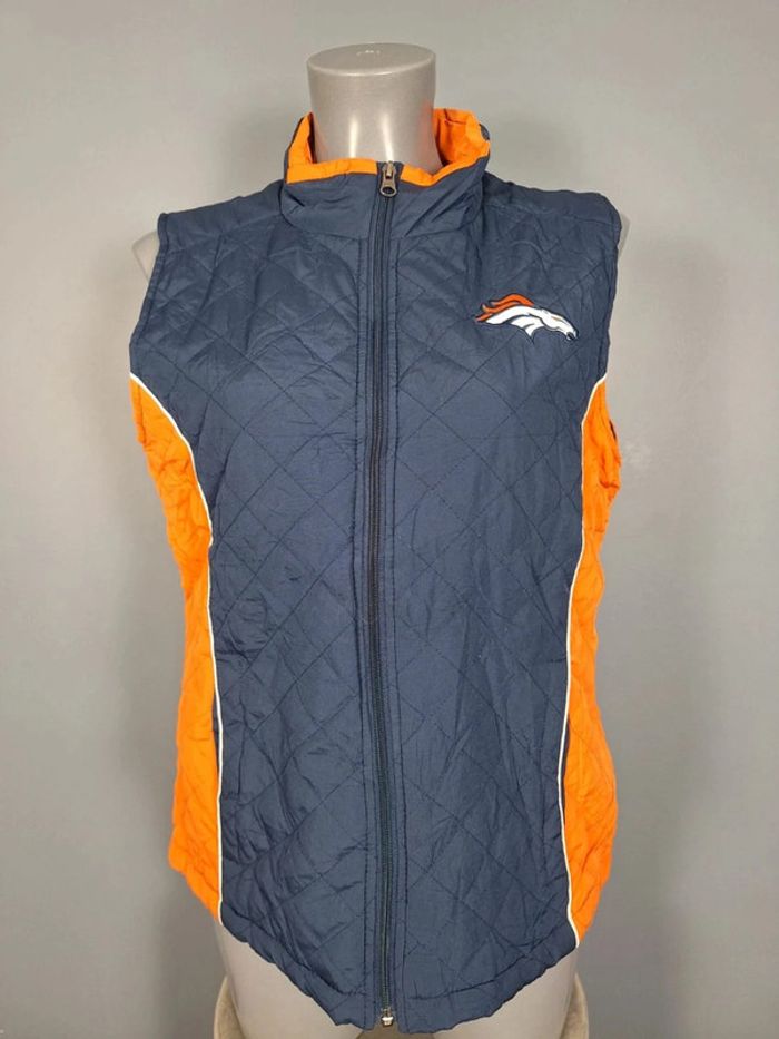Veste sans manche nfl femme / taille M orange et bleu brodé (246)