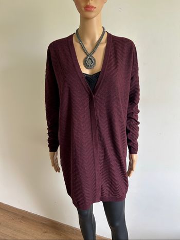Cardigan bordeaux pailleté mi long Season taille S jamais porté