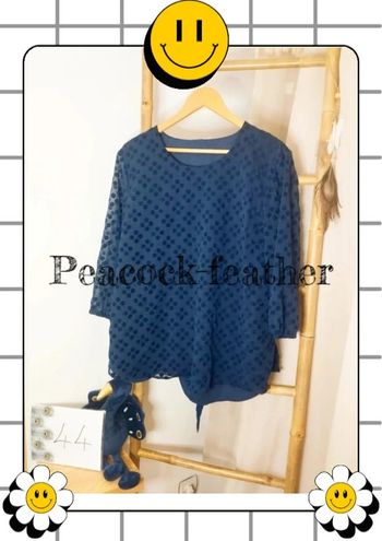 Haut bleu 42/44 pois effet 2en1