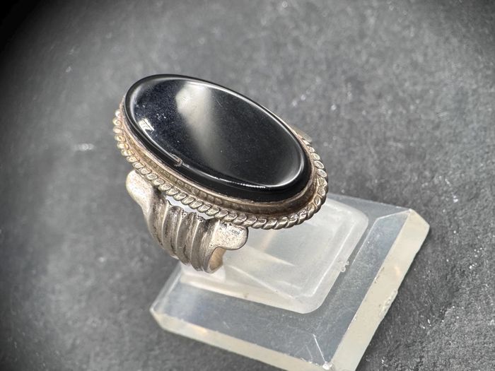 Bague agate noire, homme, femme - photo numéro 4