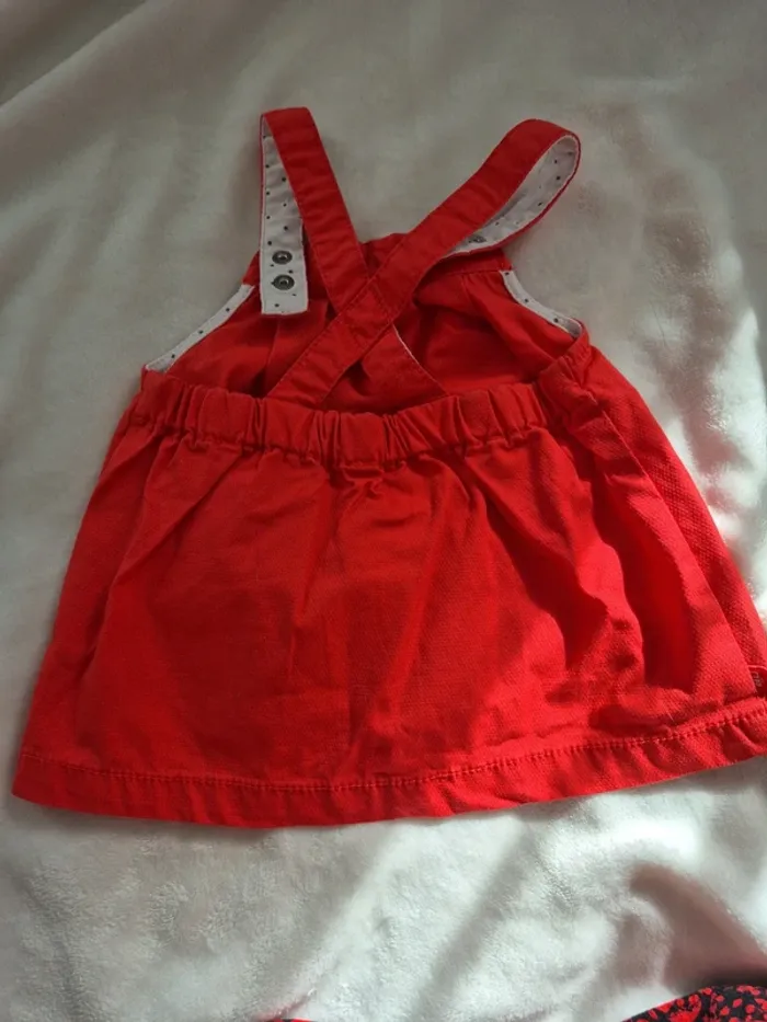 Robe salopette rouge a bretelle obaibi 3 mois 59 cm - photo numéro 4