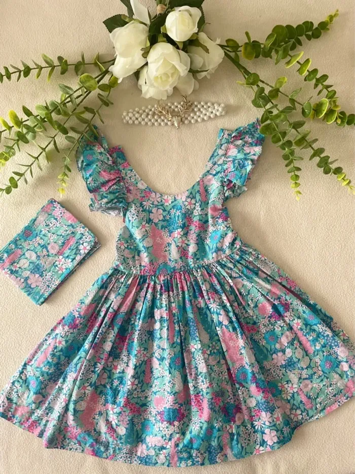 👑 Robe Jacadi Cérémonie – Taille 2 ans – Tissu Liberty Ciara – Élégance florale 👑