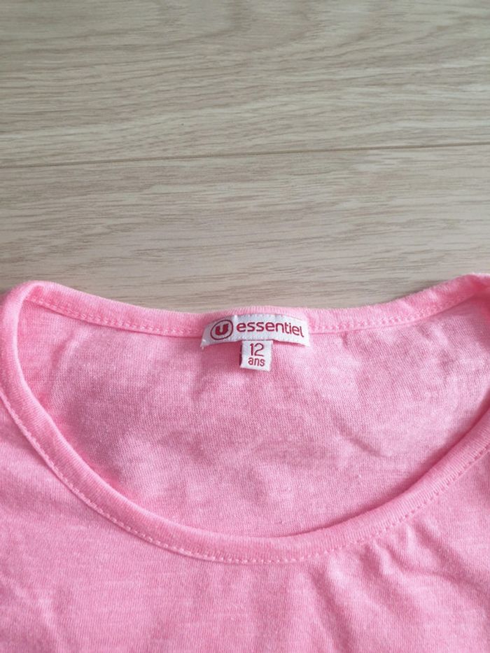 T-shirt fille 12 ans rose fluo - photo numéro 2