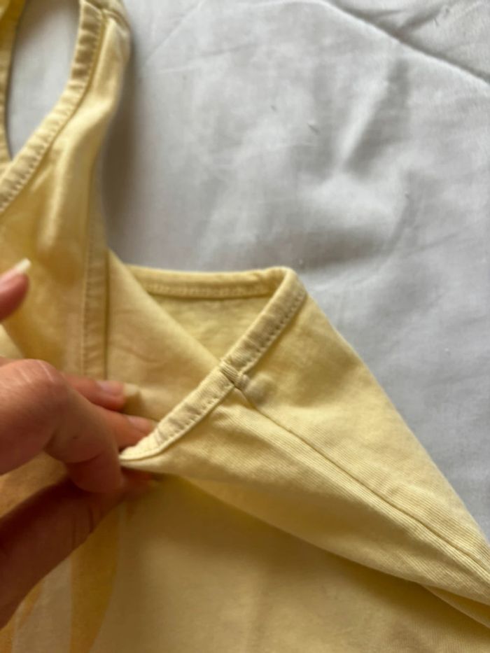 Top / débardeur tissaia jaune pale motif palmier taille M/38 été Summer - photo numéro 6
