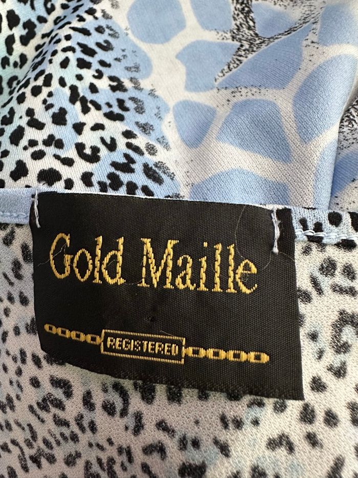 Blouse à manches longues léopard girafe bleu clair et noir Y2K Vintage T42/44 XL/XXL - photo numéro 7