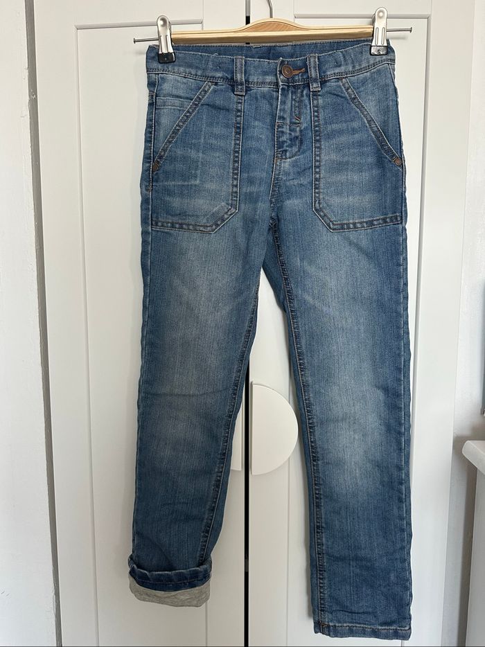 Jean bleu doublé coton intérieur gris taille 9 ans 134 cm tres bon état palomino - photo numéro 2