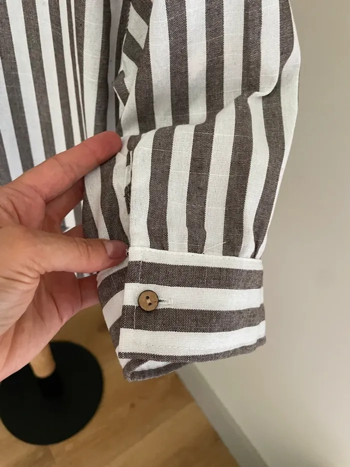 Chemise rayée marron et blanc - photo numéro 4