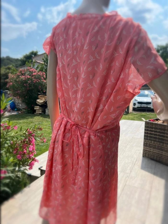 Robe fluide d’été neuve – rose et blanche – taille L/XL– longueur 94 cm - photo numéro 2