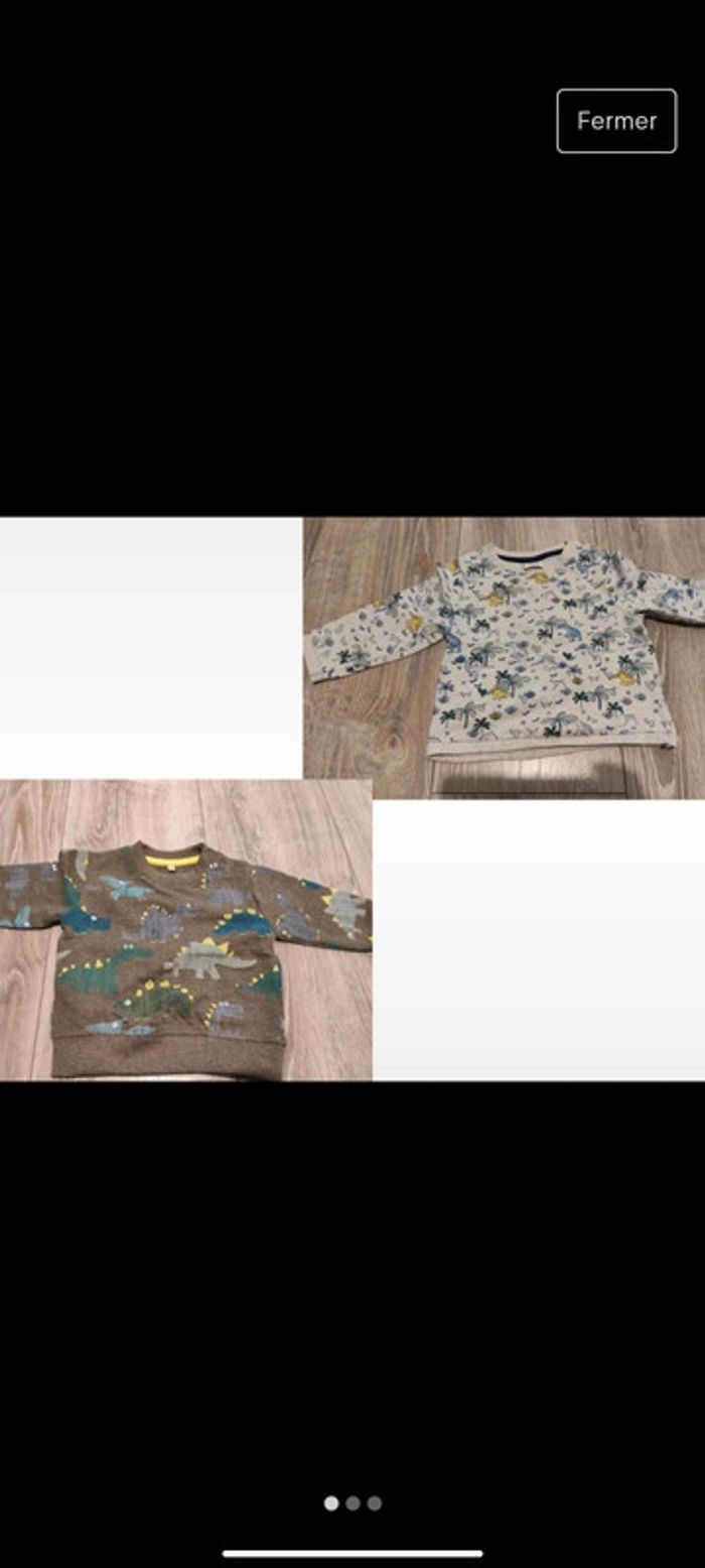 Lot 2 pull dinosaures bébé garçon 12 mois 74cm Zeeman Tape à l'œil