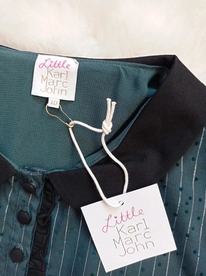 Neuf little Karl Marc John robe vert et doré Noël 10 ans 👉 composez votre lot ! - photo numéro 2