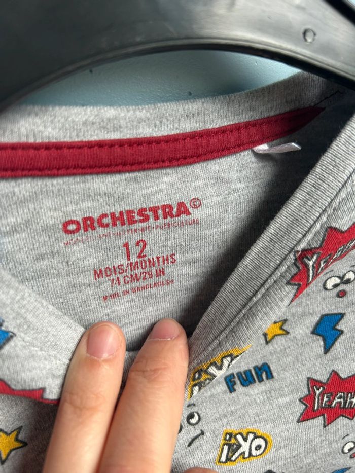 Tee shirt manches longues gris orchestra,12 mois - photo numéro 2