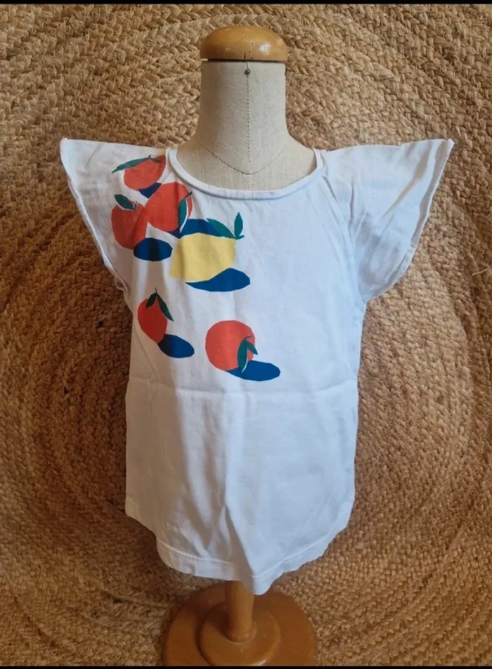 Jolie tee-shirt blanc motifs citron et orange fille jacadi 6 ans - photo numéro 2