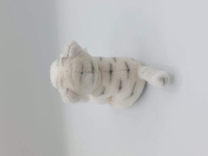 Petite peluche doudou tigre blanc NATURE PLANET plan international yeux bleus - photo numéro 3