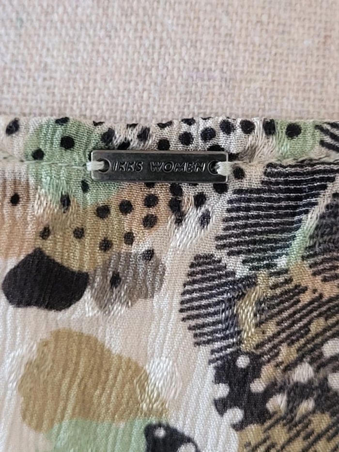 Blouse manches courtes à motifs écrue beige kaki IKKS Taille 42 - photo numéro 6