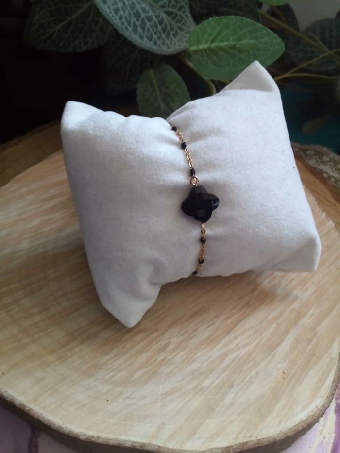 Bracelet trèfle obsidienne - photo numéro 2