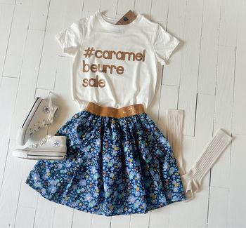 Ensemble jupe liberty betsy et T-shirt caramel créa 8 ans