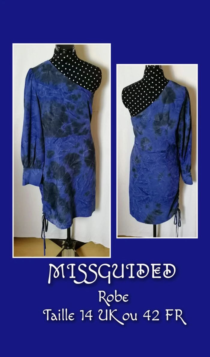 Robe à une manche bleu roi et noir taille 42 Missguided