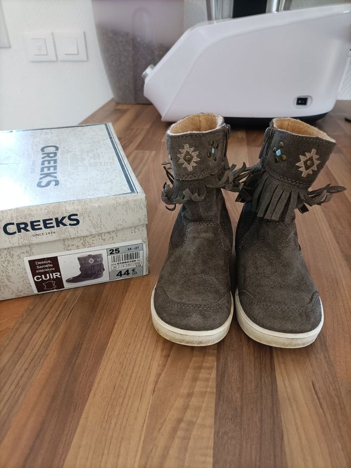 Magnifique bottines fourrées ethnique cuir marron creeks 25 - photo numéro 5