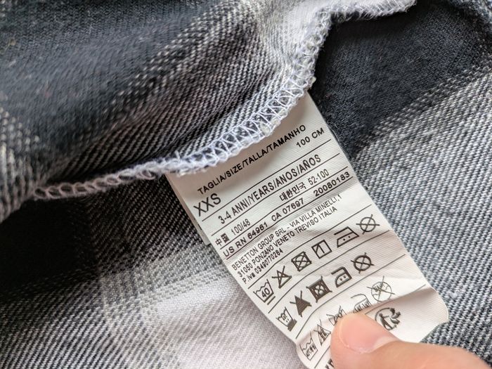 Chemise carreaux noir blanc Benetton 3-4ans - photo numéro 3