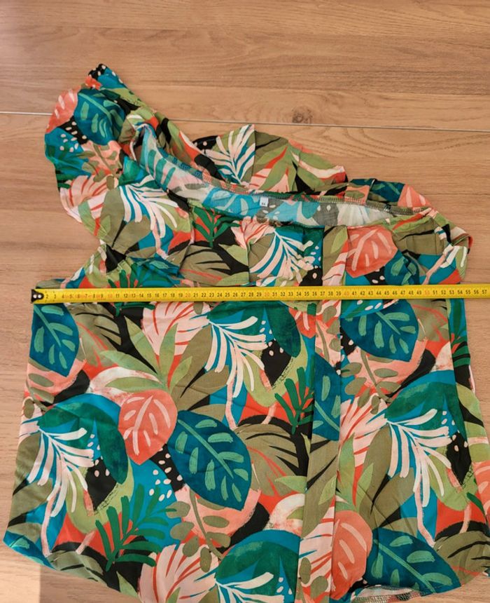 Blouse à motifs feuilles vert rose kaki La Redoute Taille 44 - photo numéro 9
