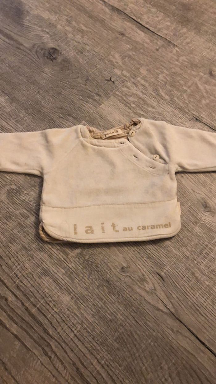Pull col bouton - Grain de blé - 3 mois