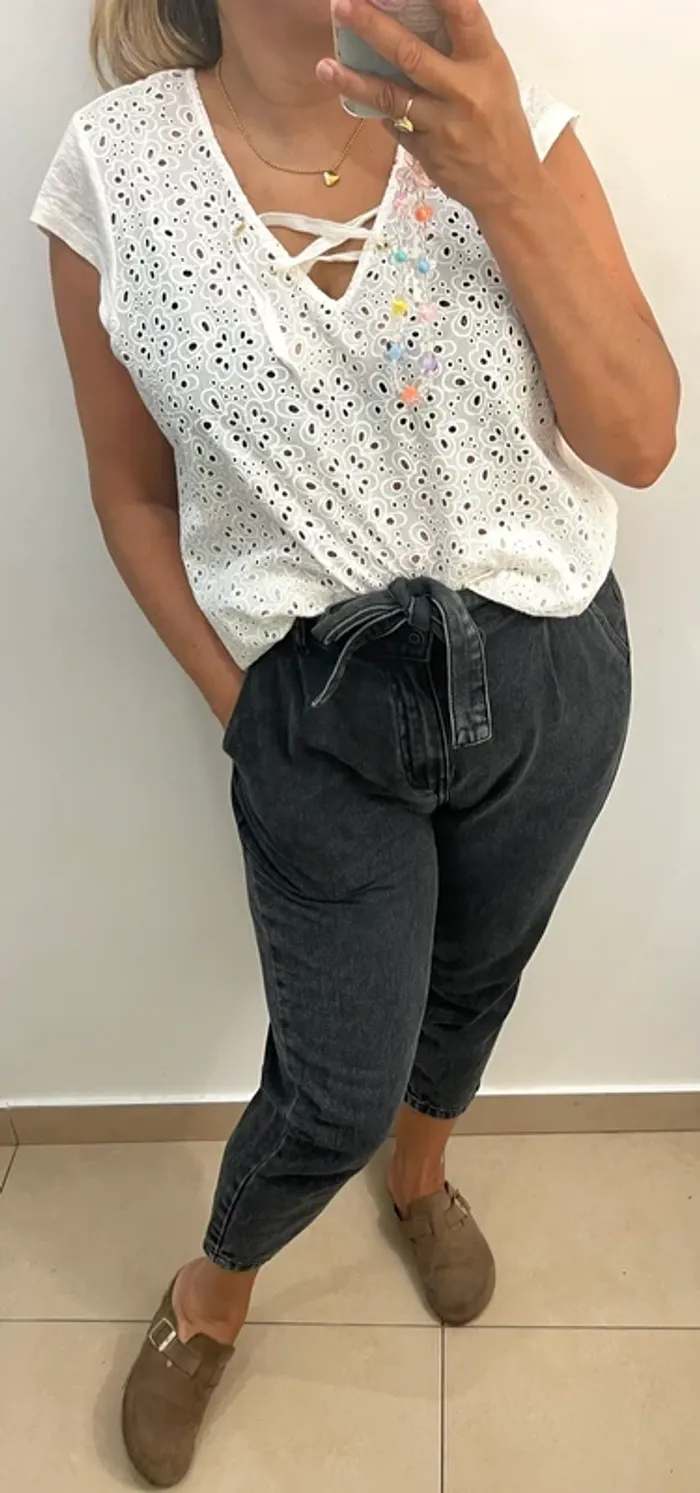 Tee Shirt en lin Petits Hauts Brodée Taille 1 - photo numéro 4