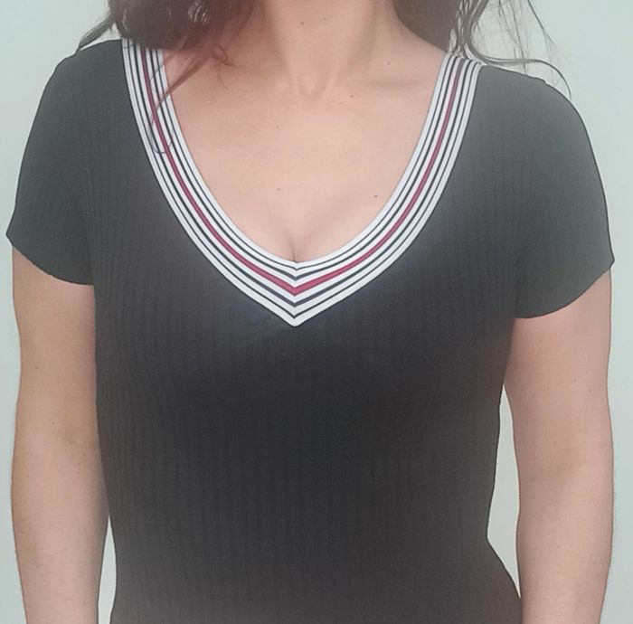 Body top côtelé décolleté en V casual taille 38 - photo numéro 3
