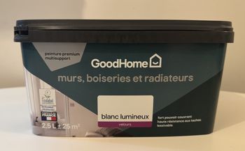 Peinture murs, plafonds et radiateurs GoodHome blanc lumineux mat 2,5L