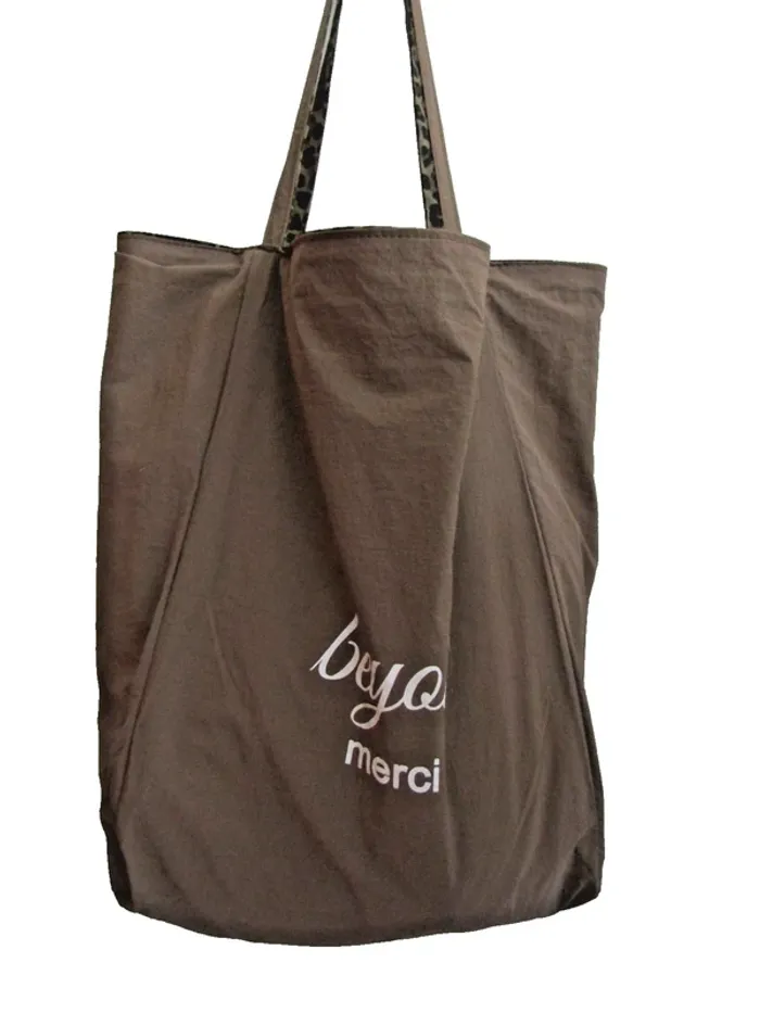 grand sac cabas en toile imperméable réversible a porter épaules - photo numéro 2