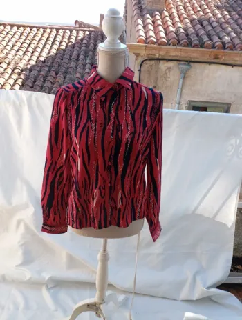 Chemisier vintage imprimé zébré taille 36