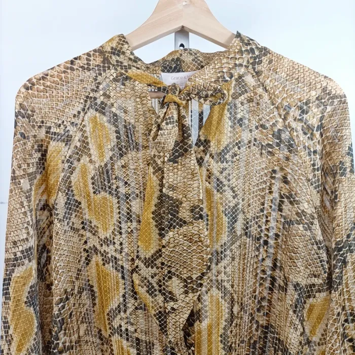 Blouse imprimé python moutarde – Grace & Mila – Taille M A747 - photo numéro 4