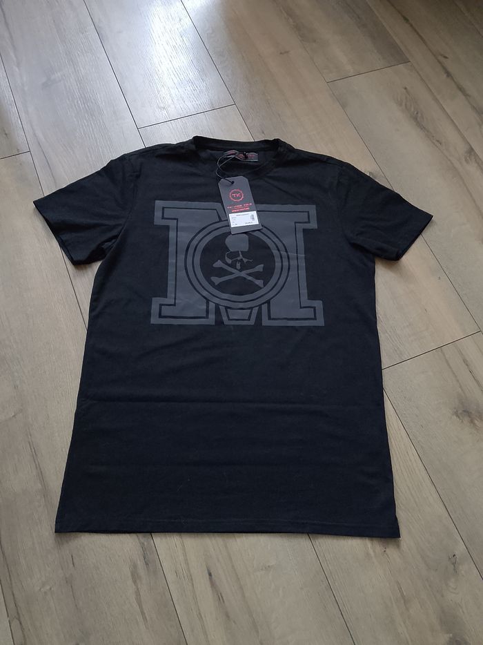 T-shirt noir manches courtes homme tête de mort xl terance kole