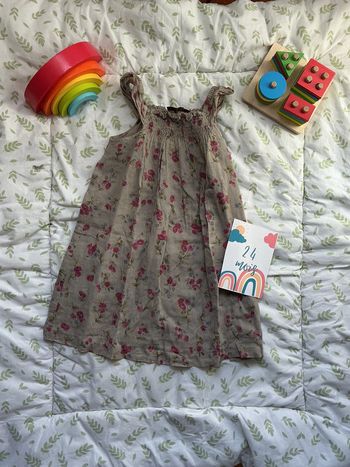 robe sans manches gris à motifs fleuris 24 mois bout'chou