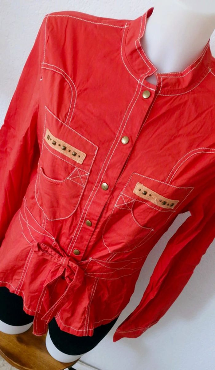 🤎 Veste rouge pour femme, taille L - photo numéro 3