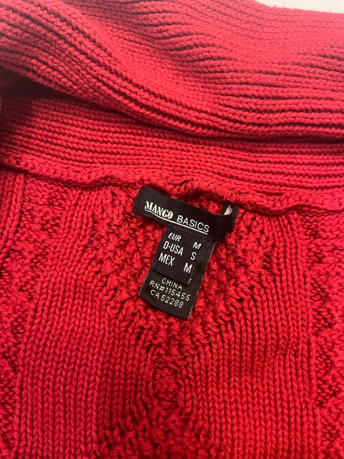 Cardigan en maille tricoté à col châle, boutonné rouge/bordeaux mango vintage taille M/38 - photo numéro 2