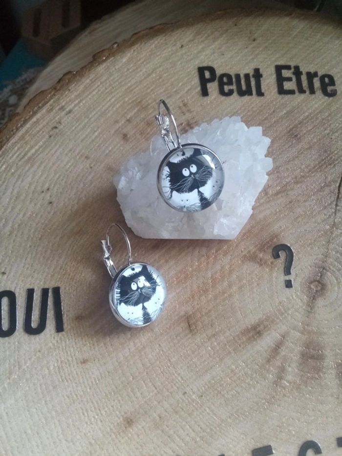 Boucles d'oreilles chat noir