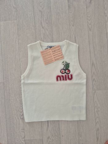 Débardeur Blanc logo  cerise