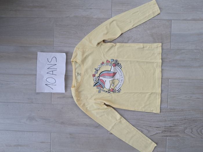 Lot de 2 t-shirts jaune à manches longues fille 10 ans - photo numéro 2