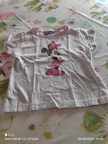 T-shirt manche courte 4 ans fille gris chiné imprimé Disney