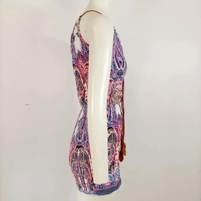 Combishort Lilie Rose multicolore à motifs bohèmes - Taille élastique - Taille 38 estimée A664 - photo numéro 5