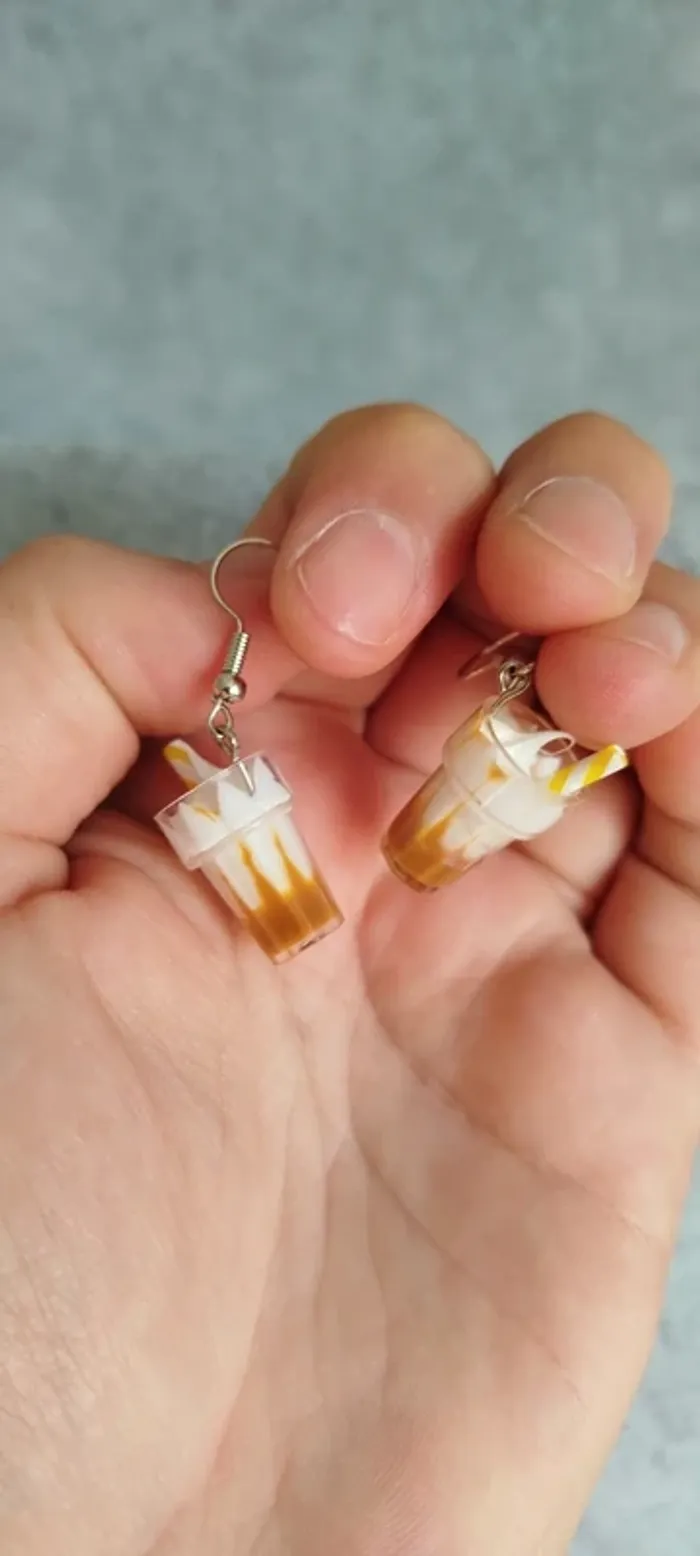 🍄 Boucles d’oreilles ▪ café glacé gourmand - photo numéro 3