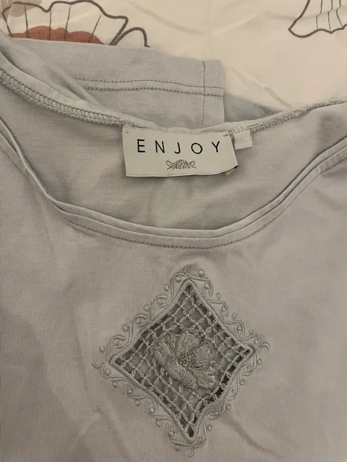 T-shirt bleu/gris - photo numéro 2