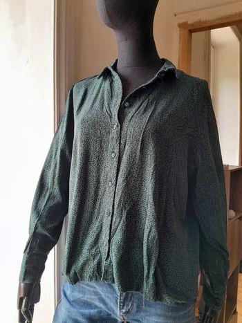 Chemise pimkie verte moucheté pois noirs T38