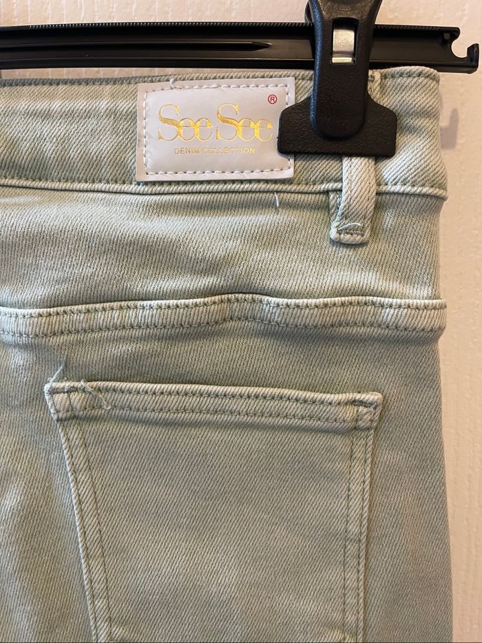 Jean vert clair See See T.38/40 taille haute et slim - photo numéro 4