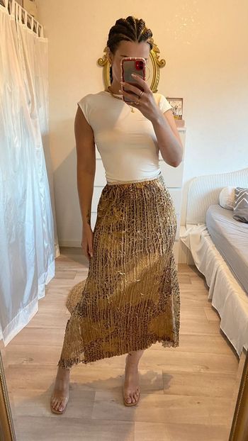 Jupe longue léopard plissée