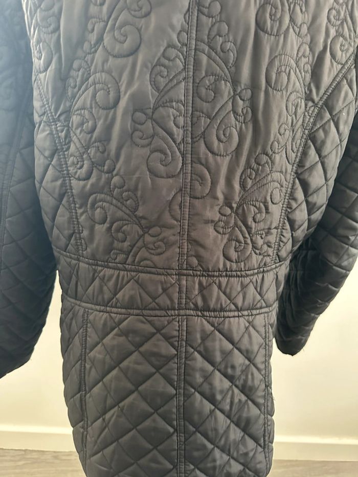 Veste matelassée noire broderies fleurs Anne Weybrun Vintage T44/46 2XL/3XL - photo numéro 9
