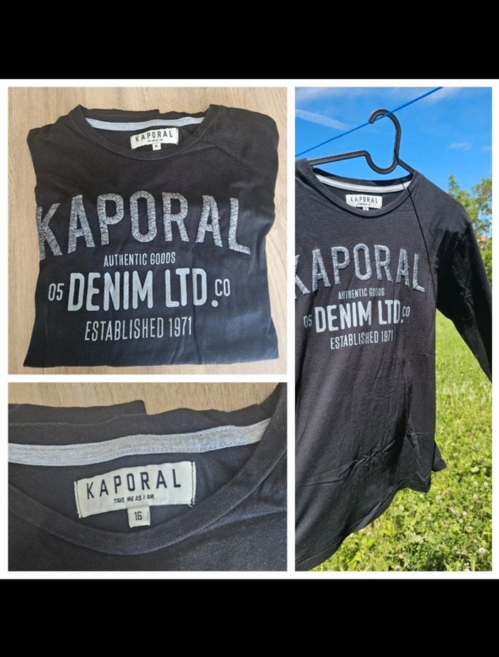 Tee-shirt manche longue taille 16 ans noir kaporal - photo numéro 5