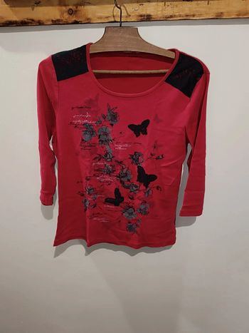 🌟 T-shirt hiver femme 38 rouge 🌟