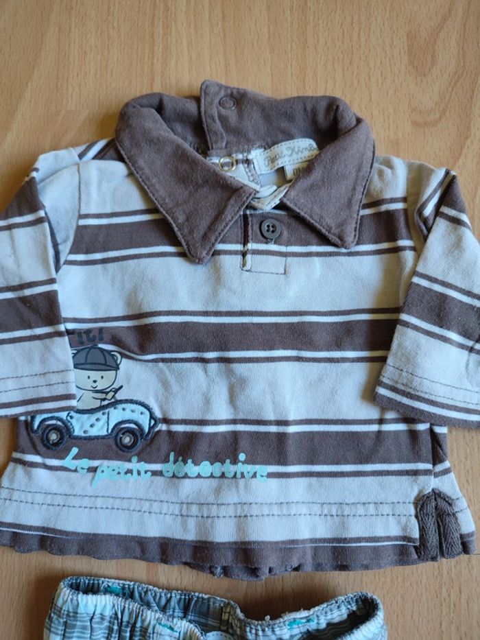 Lot tenue bermuda + polo manches longues Petit Kimbaloo en 0M / Naissance - photo numéro 5